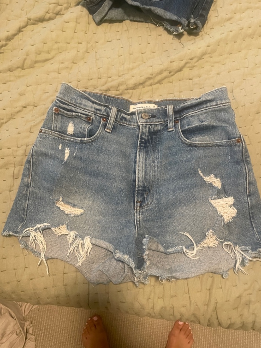 Abercrombie & Fitch Light Blue Distressed Denim Jean Shorts